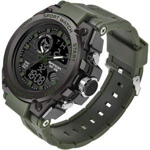 NEW Mens Green LED Military Watch